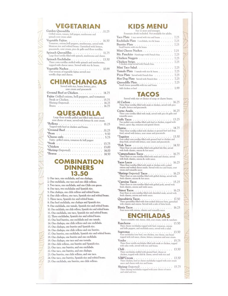 Patio Cantina & Grill Menu image 1