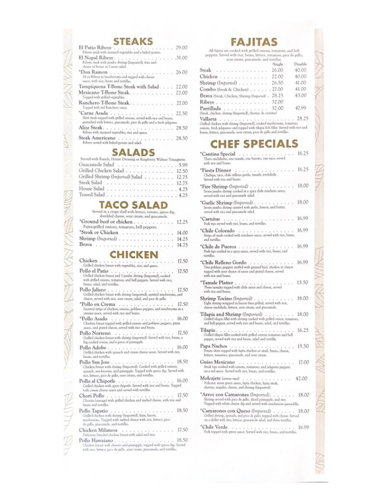 Patio Cantina & Grill Menu image 3
